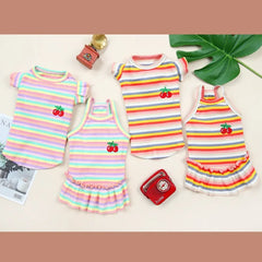Striped Ruffle Pet Dress – Sweet Summer Vest Outfit for Small Dogs & Cats