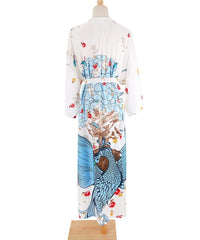 Peacock Kimono Beach Robe – Long Sleeve Swimsuit Cover-Up Cardigan