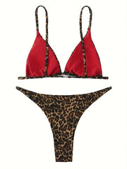 Micro Leopard Print Bikini – Women’s High-Cut Push-Up Bandage Swimsuit