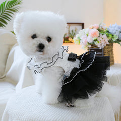 Black Bow Wedding Pet Dress – Elegant Summer Princess Outfit for Dogs & Cats