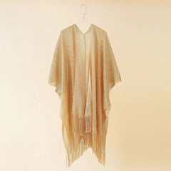 2025 Sexy Gold Tassel See-Through Beach Cover-Up Dress for Women