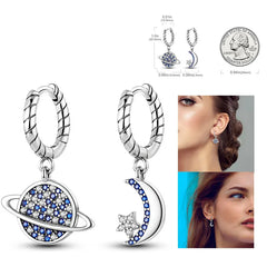 925 Silver Hoop Earrings for Women – Zircon Heart & Star Drops