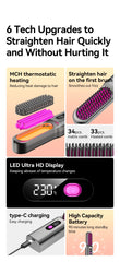 Portable USB Heated Hot Comb – Thermostatic Travel Hair Straightening Brush