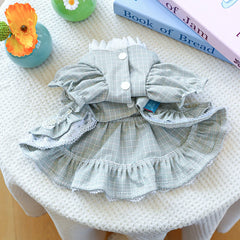 Dog Lace Summer Dress with Puff Sleeves & Bow – Cute Orange Outfit for Small & Medium Dogs