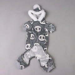 Panda Plush Dog Pajamas – Warm Fleece Winter Onesie for Small Dogs & Puppies