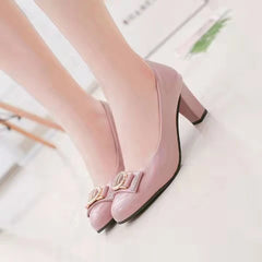 Women Dress Shoes Patent Leather high Heel Pumps Fashion Shoes Pointed Toe Slip on Office Ladies Shoes Zapatos Black Women Shoes