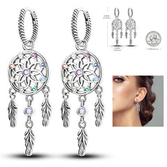 925 Silver Hoop Earrings for Women – Zircon Heart & Star Drops