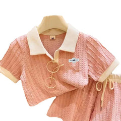 Girls Summer 2-Piece Outfit – Short Sleeve Top & Shorts Set