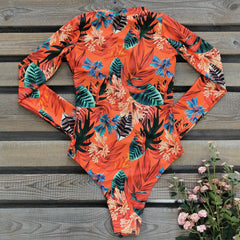 Long-Sleeve One-Piece Swimsuit with Skirt – Women’s Sexy Cover-Up Swimwear