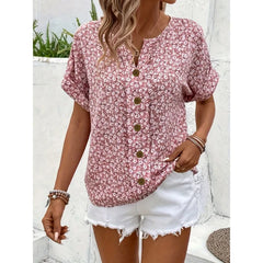 Plus-Size Women’s Floral Beach T-Shirt – Summer Short Sleeve Top