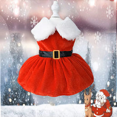 Christmas Pet Dress 🎄 Red Princess Outfit for Small Dogs & Cats