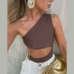 One-Shoulder High-Waist Monokini – Women’s Sexy One-Piece Swimsuit