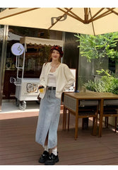 Women’s Slim O-Neck Cardigan Sweater – Casual Korean Knitwear