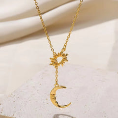 Stainless Steel Sunflower Pendant Necklace for Women