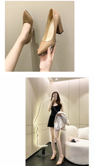 10cm High Heel Colorful Pumps Women's Shoes Pointed Toe Fashion Red 3.9inch Chunky Heels Patent Leather Female Plus Size 49 50