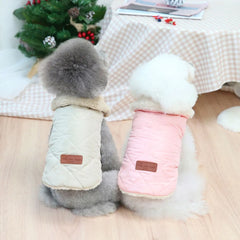 Warm Winter Dog Coat – Thick Cotton Fur Collar Jacket for Small Dogs & Cats