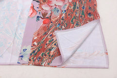 Peacock Print Beach Kimono – Self-Belted Swimsuit Cover-Up Wrap Dress