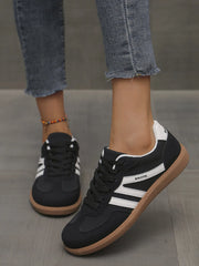 Mix Color Women's Autumn Sneakers Fashion Splicing Flat Heel Vulcanized Shoes Female Lace-Up Non-Slip Pu Leather Casual Shoes