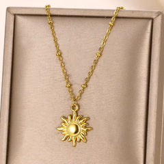 Stainless Steel Sunflower Pendant Necklace for Women