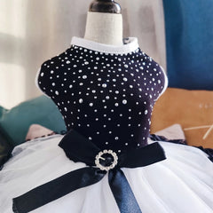 Polka Dot Tutu Dog Dress 🎀 Elegant Black & White Lace Outfit for Pets