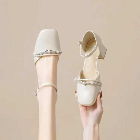 Pearl Heels – Elegant Ankle Strap Dress Shoes (2025)