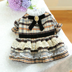 Luxury Princess Dog Dress 👑 Fancy Autumn/Winter Outfit for Small Dogs
