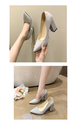 10cm High Heel Colorful Pumps Women's Shoes Pointed Toe Fashion Red 3.9inch Chunky Heels Patent Leather Female Plus Size 49 50