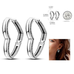 925 Silver Hoop Earrings for Women – Zircon Heart & Star Drops