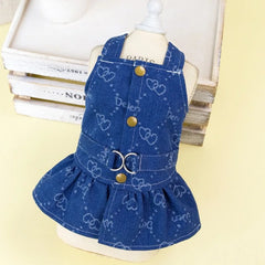 Luxury Denim Dog Dress 👗 Designer Summer Outfit for Small Dogs & Cats