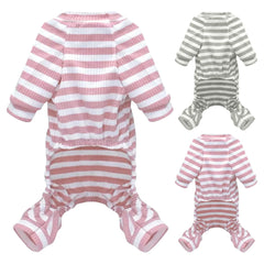 Cotton Dog Pajamas – Classic Stripe Jumpsuit for Small Dogs & Cats Winter Outfit