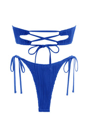 Tie-Side Shiny Ring Bandeau Bikini – Women’s Padded Low-Waist Swimsuit 2025