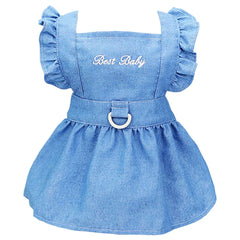 Luxury Princess Dog Dress 👑 Tutu & Denim Skirt Outfit for Small Dogs