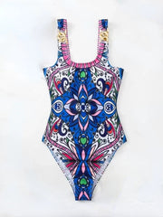 Retro Printed Push-Up One-Piece Swimsuit – Women’s 2025 Sexy Vintage Swimwear