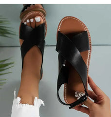 2025 Women’s Summer Sandals – Flat Soft PU Leather Shoes