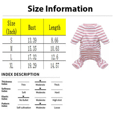 Cotton Dog Pajamas – Classic Stripe Jumpsuit for Small Dogs & Cats Winter Outfit