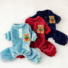Fleece Warm Pet Clothes – Winter Dog Jumpsuit Pajamas