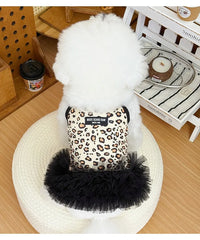 Leopard Print Mesh Pet Dress – Summer Fairy Strap Outfit for Small Dogs & Cats