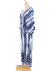 Long Tie-Dye Kimono Cover-Up – Open Front Beachwear for Women