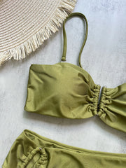 Bandeau Push-Up Brazilian Bikini Set – Women’s Solid Thong Swimsuit