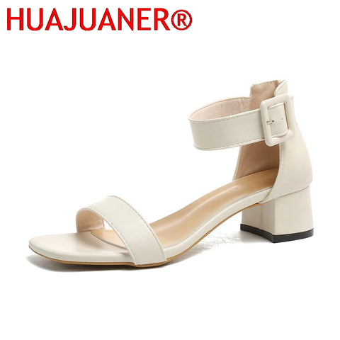 Women's Shoes 2025 Buckle Women's Sandals Fashion Peep Toe Daily Sandals Women Summer Plus Size Solid Heeled Sandals