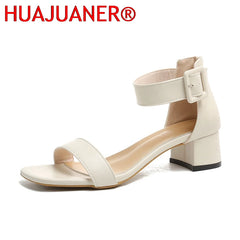 Women's Shoes 2025 Buckle Women's Sandals Fashion Peep Toe Daily Sandals Women Summer Plus Size Solid Heeled Sandals