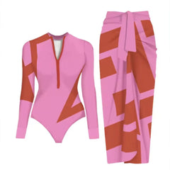 SEAURAL Vintage Print Long-Sleeve Swimsuit Set – Women’s Surfwear 2025