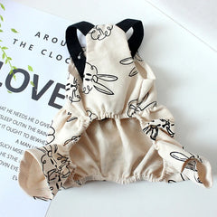 Rabbit Print Dog Dress 🐰 Cute Sling Jumpsuit Outfit for Pets