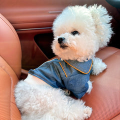 Rock Embroidered Blue Pet Jacket – Stylish Spring Outfit for Dogs & Cats