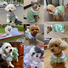 Floral Summer Dog Dress 🌸 Soft Breathable Outfit for Small Dogs & Cats