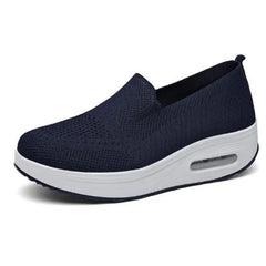 Women's Casual Slip on Sneakers Breathable Flying Woven Mesh Upper Jogging Shoes for Walking Biking Driving