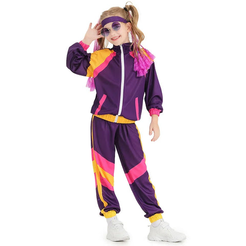 Kids 80s Tracksuit Hip Hop Costume – Retro Top & Pants Set