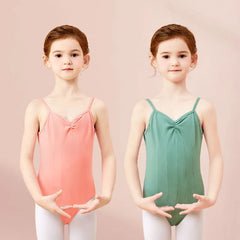 Girls Cotton Camisole Ballet Leotard – Sleeveless U-Back Bodysuit