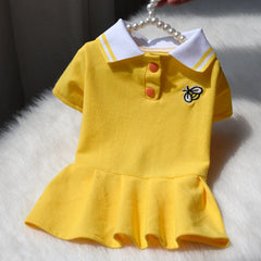 Cute Polo Dog Dress 👗 Pleated Summer Outfit for Small Dogs & Cats