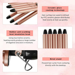 3-in-1 Reversible Triple Barrel Hair Waver – Deep & Small Wave Curling Iron